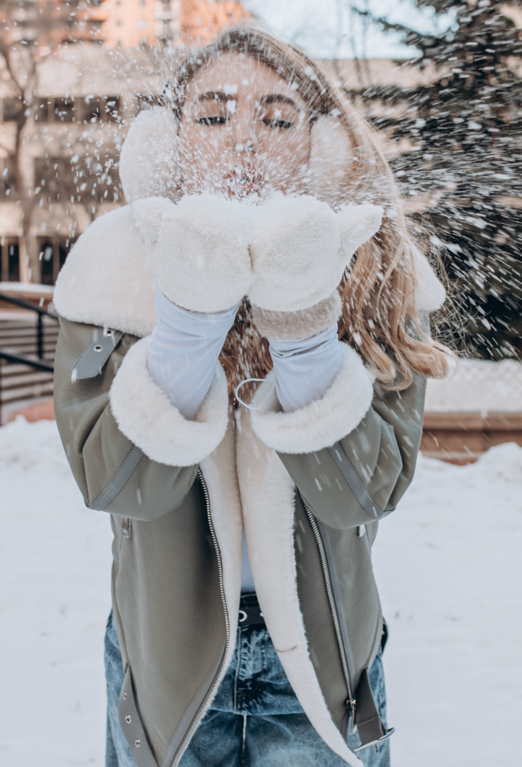 Short Shearling Jacket – Khaki