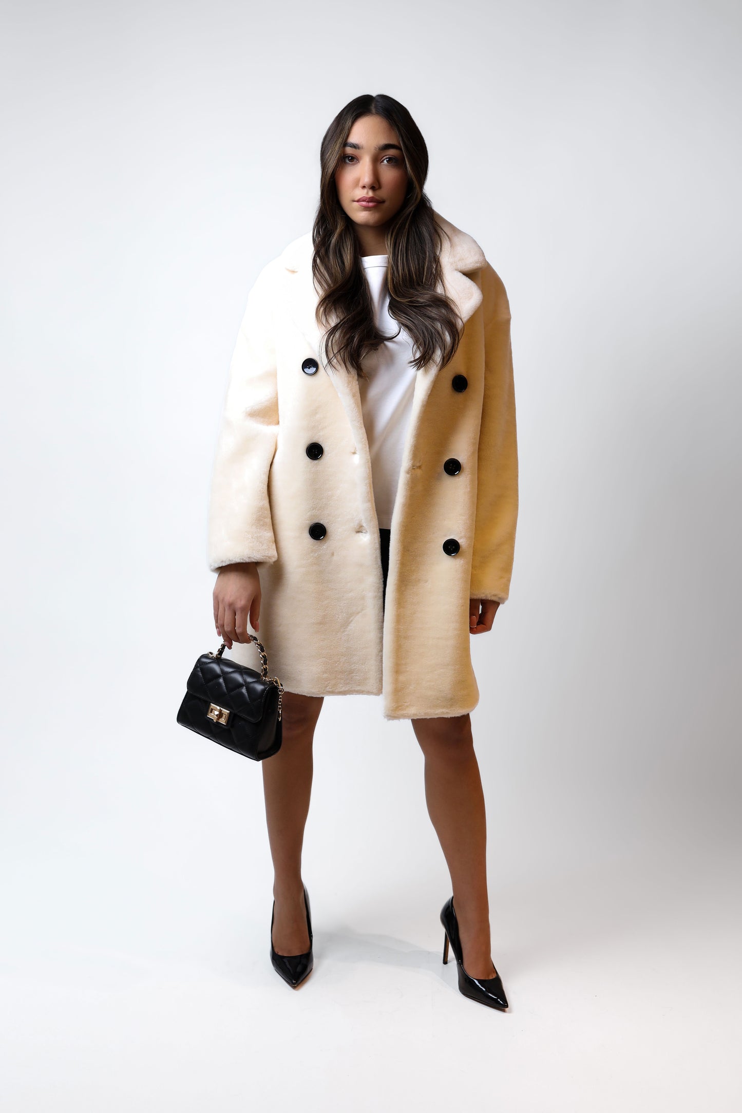 Beige Long Faux Fur Coat