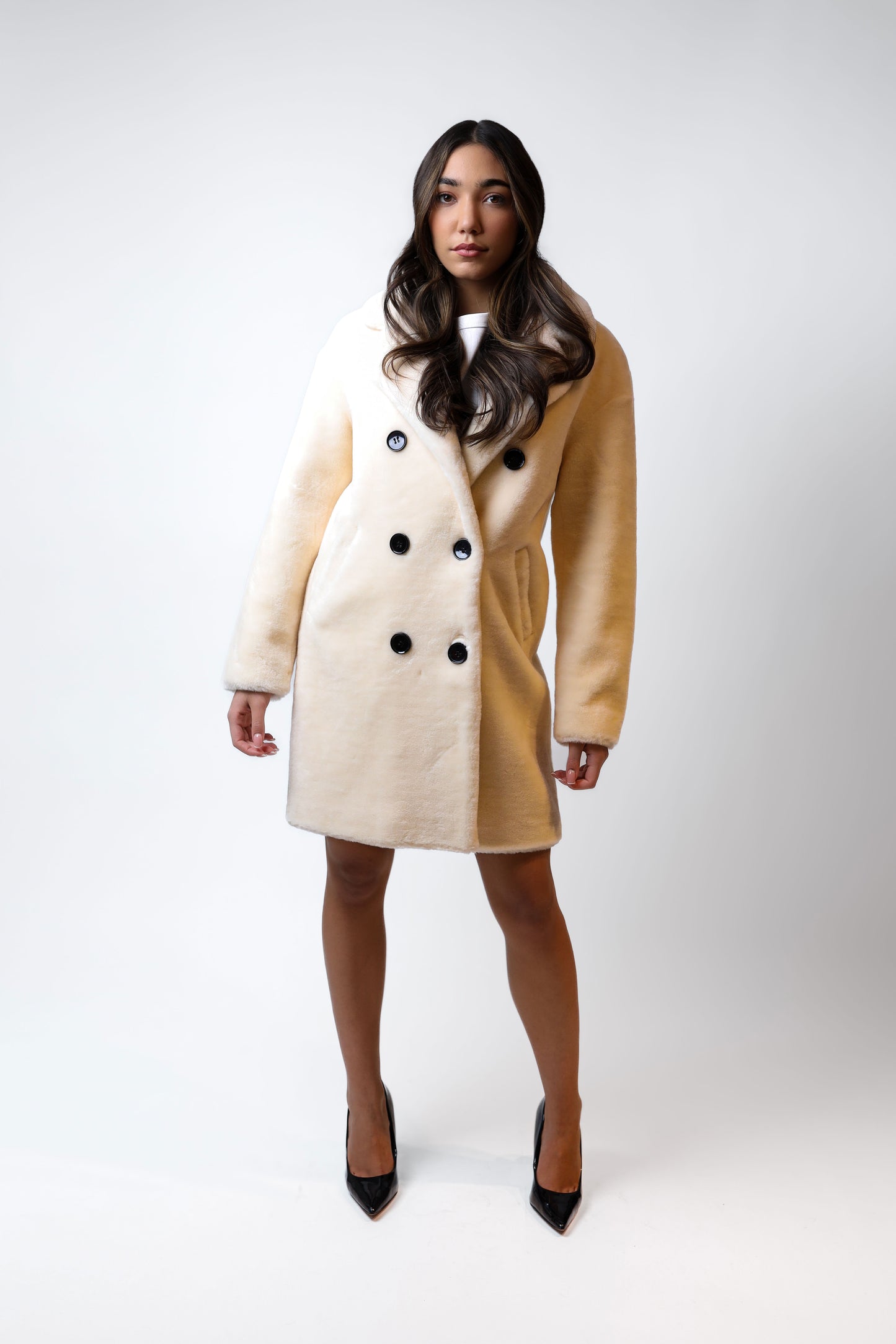 Beige Long Faux Fur Coat