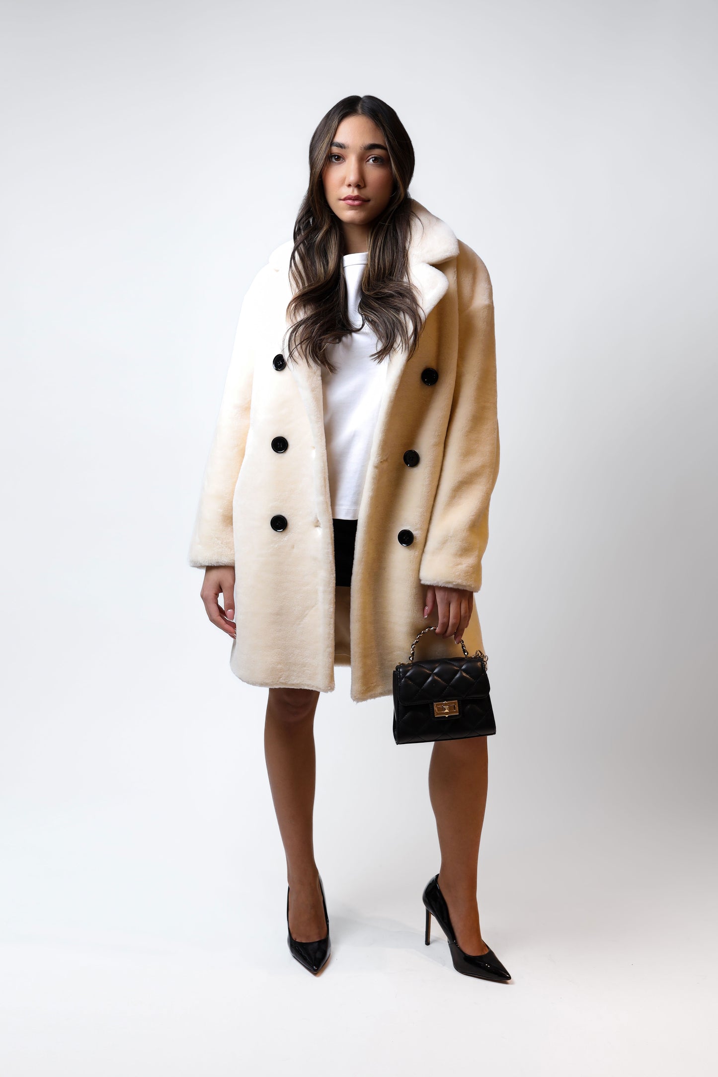 Beige Long Faux Fur Coat