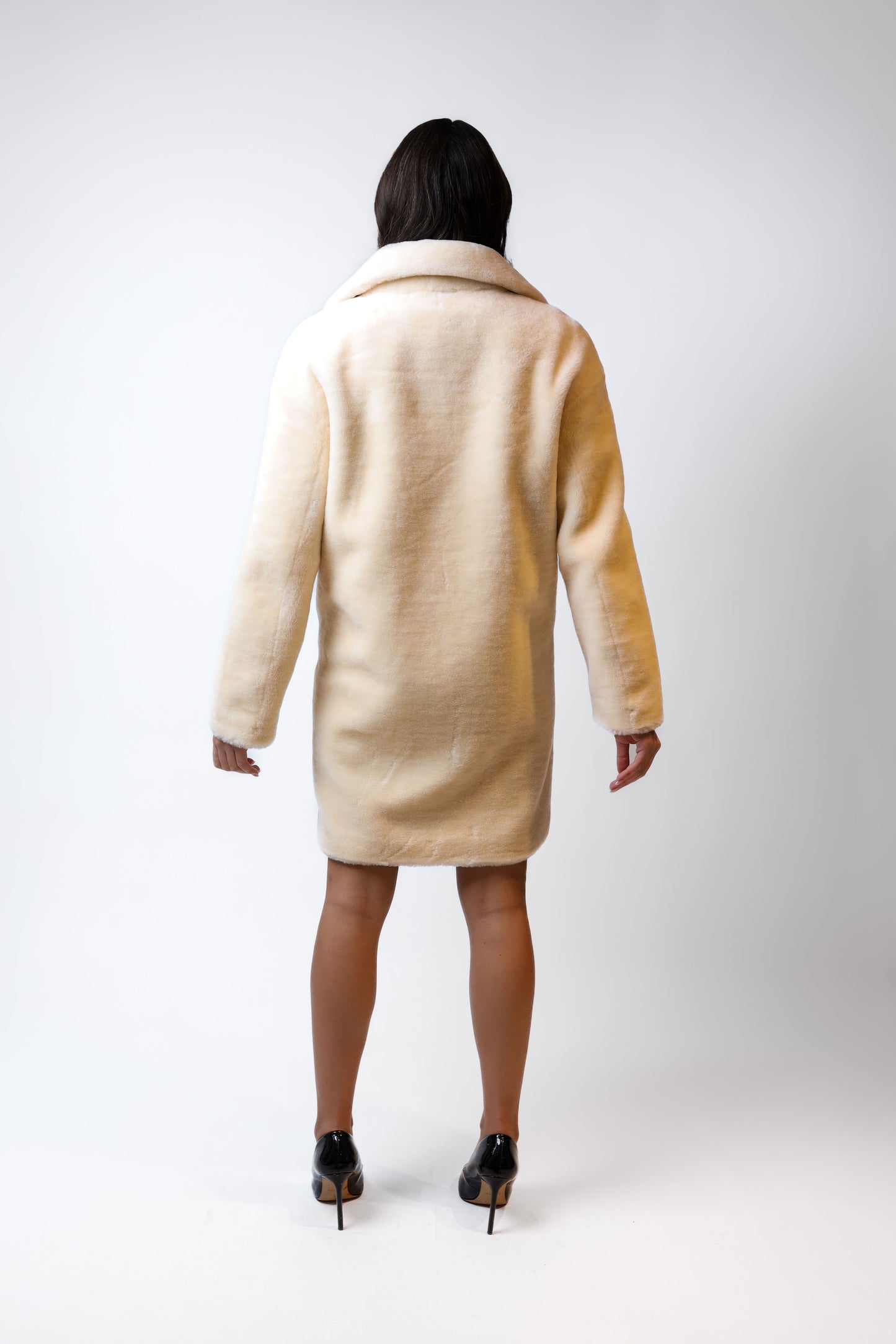 Beige Long Faux Fur Coat