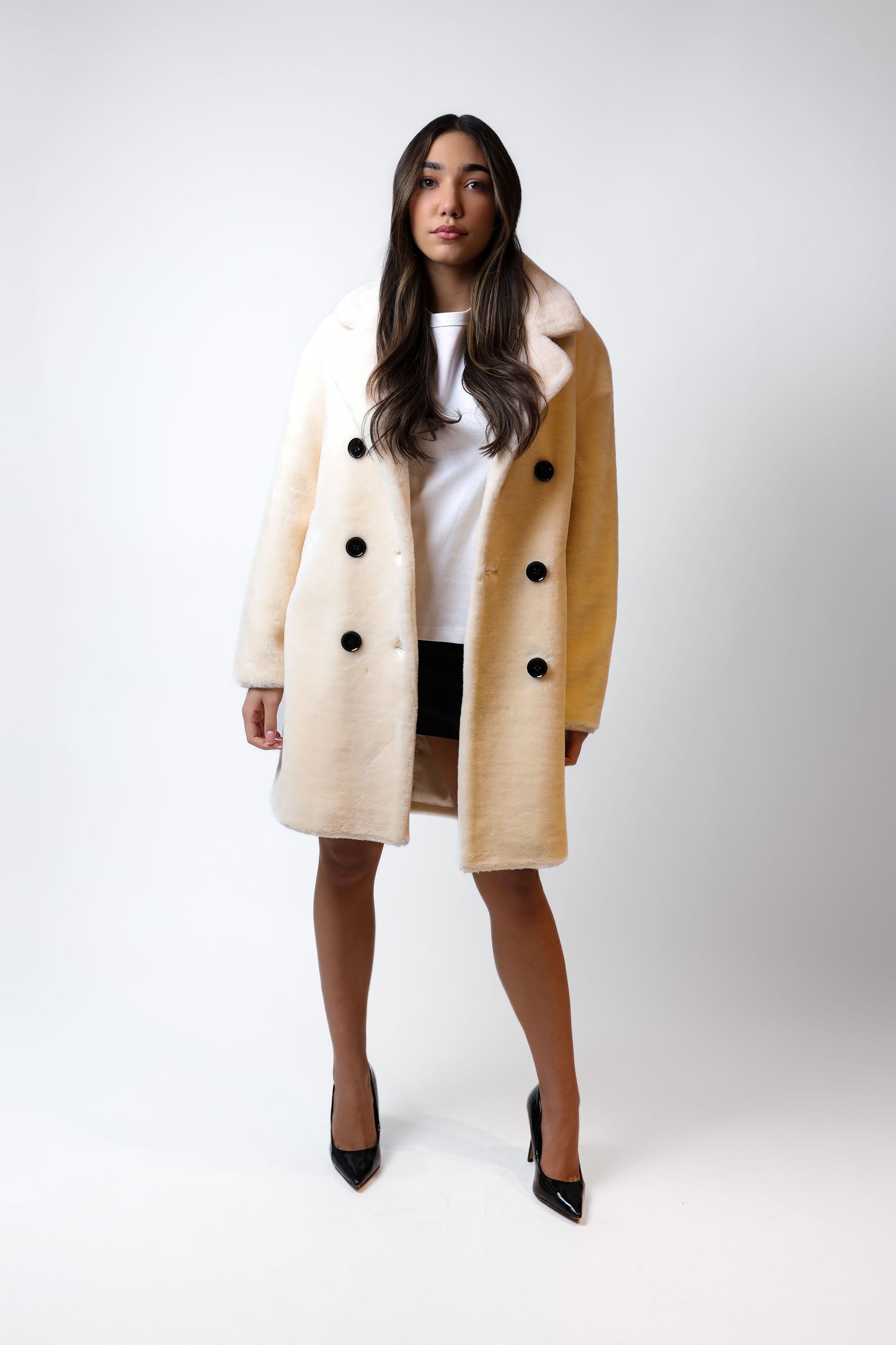 Beige Long Faux Fur Coat