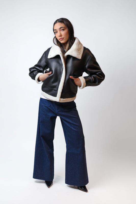 Black Short Shearling Jacket