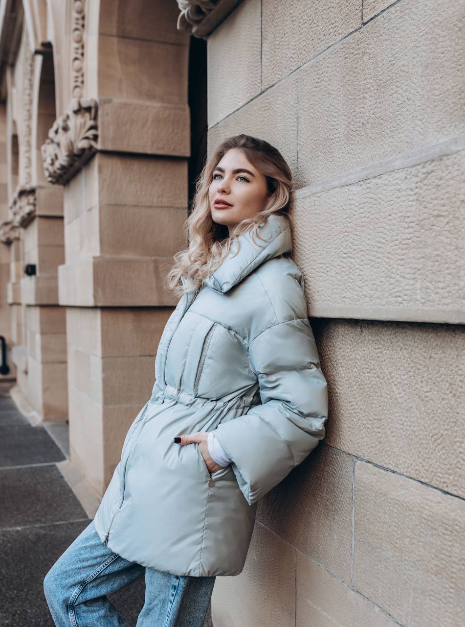Long Down Coat – Soft Blue