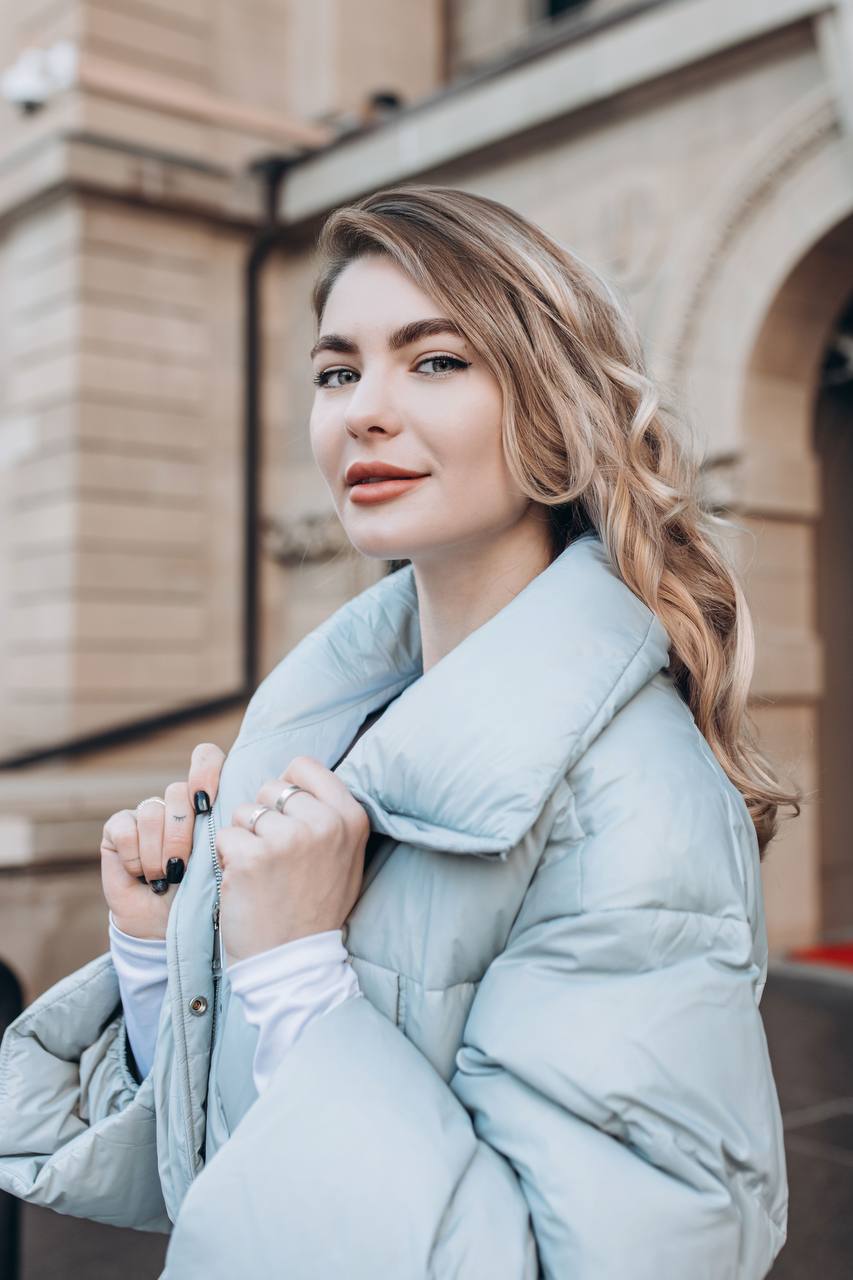 Long Down Coat – Soft Blue