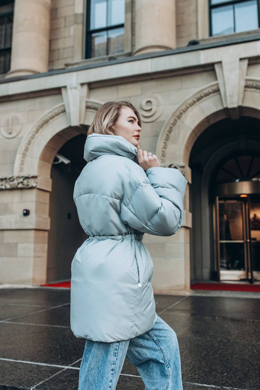 Long Down Coat – Soft Blue