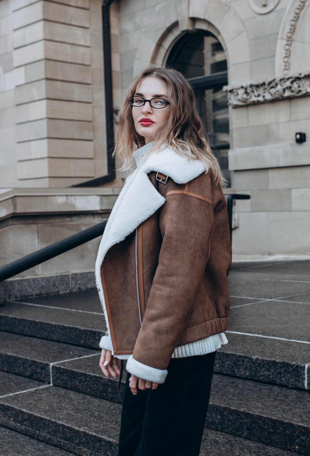 Short Shearling Jacket – Brown