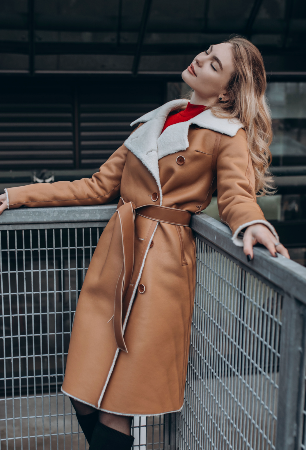 Long Shearling Coat – Sand