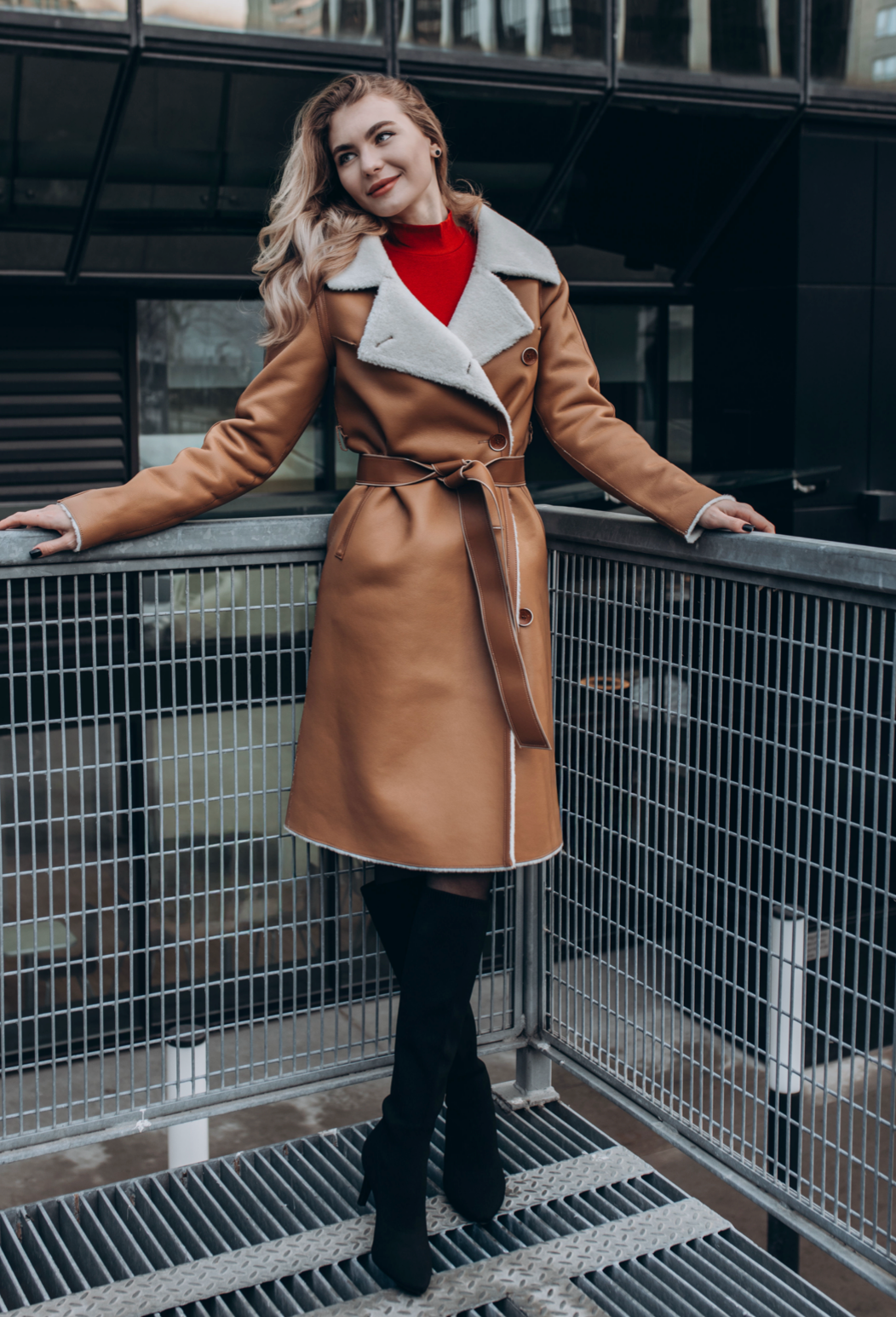 Long Shearling Coat – Sand