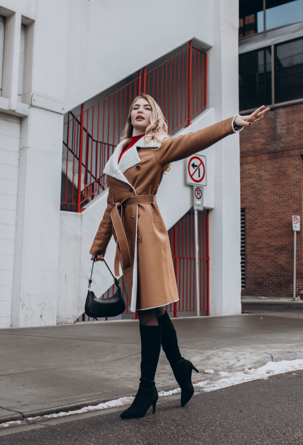 Long Shearling Coat – Sand