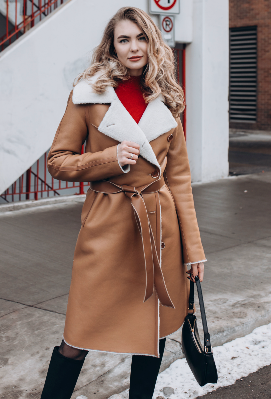 Long Shearling Coat – Sand