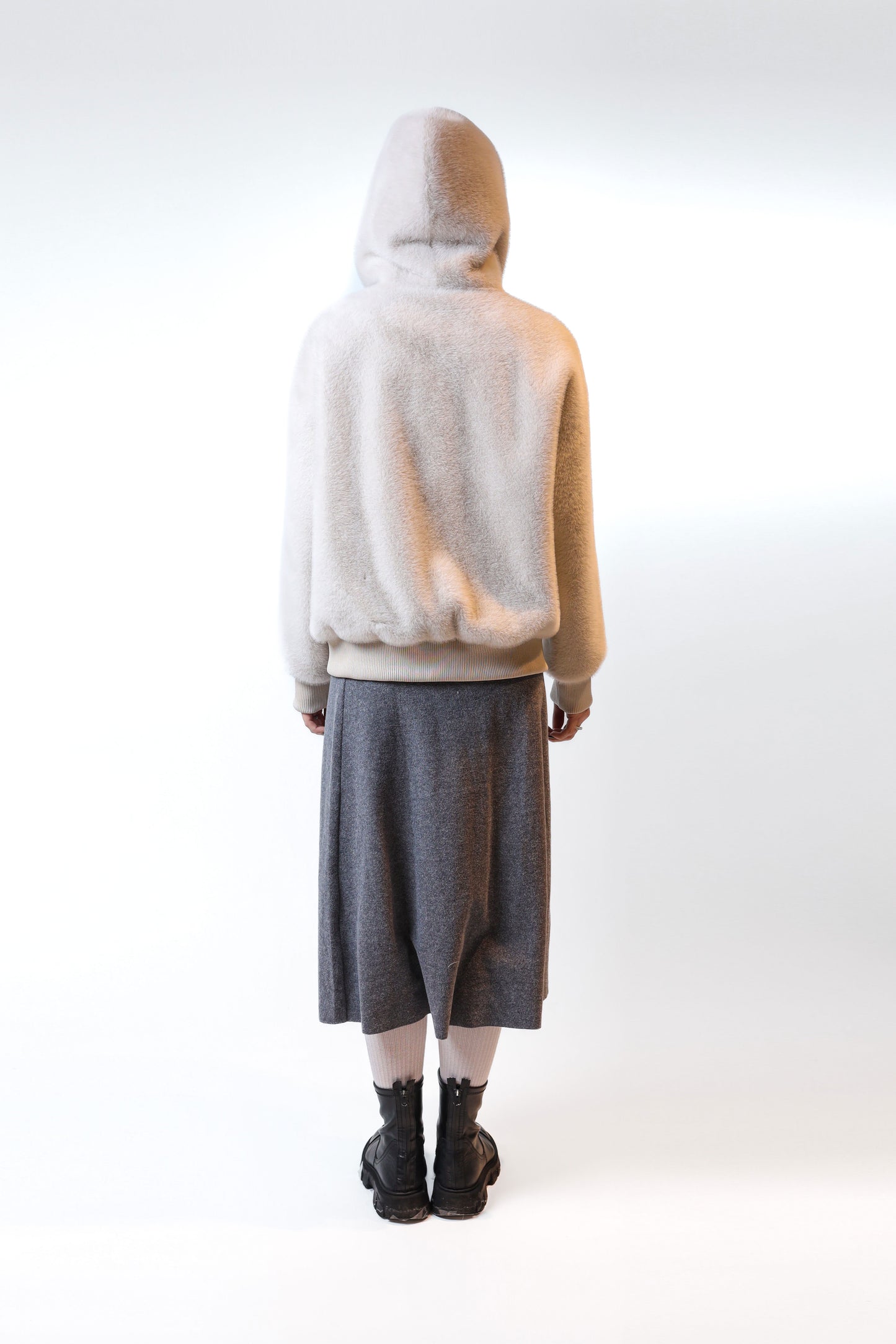 Short Teddy Faux Fur Bomber – Beige Cloud