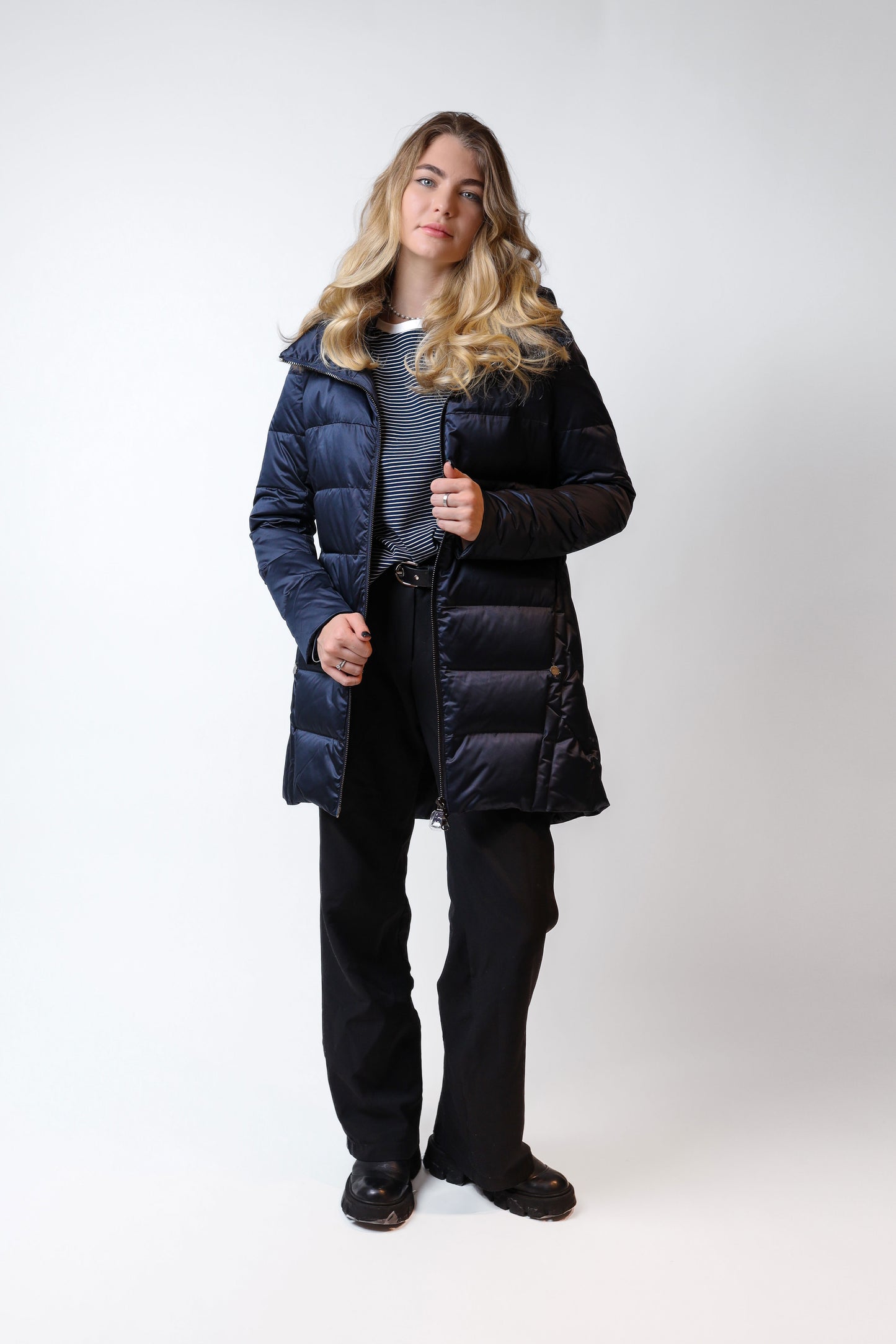 Longline Down Coat – Black