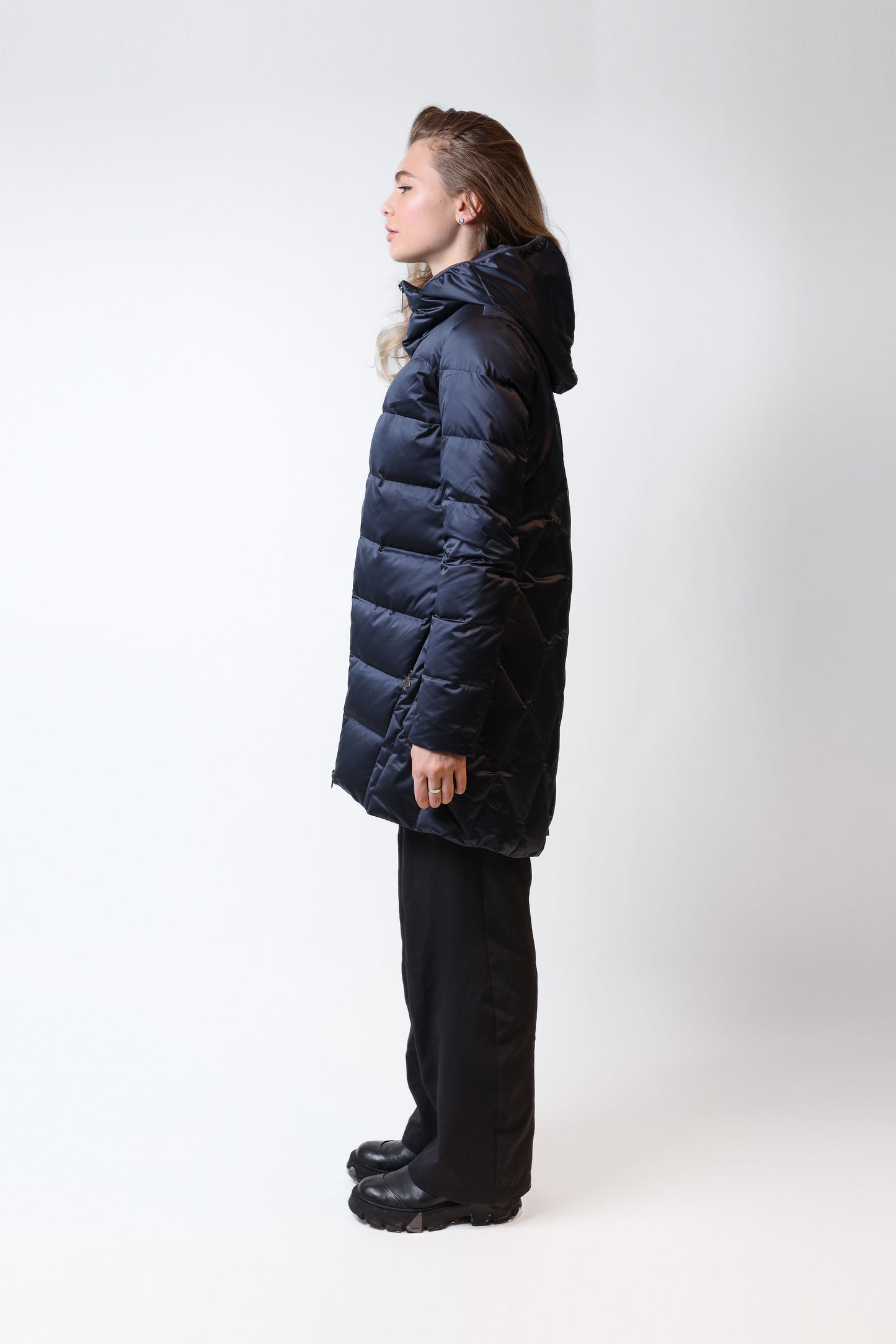 Longline Down Coat – Black