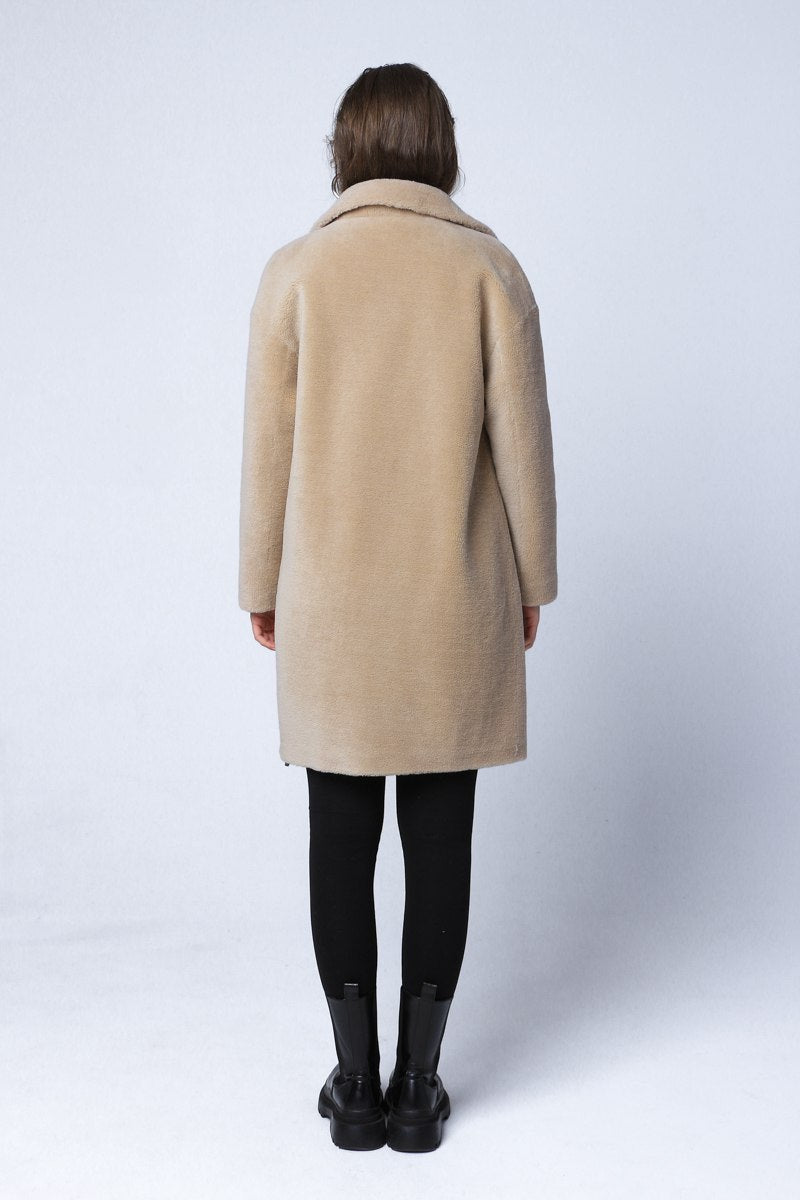 Beige faux fur coat